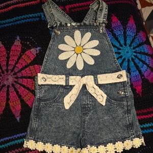Sequence Denim Daisy Kids Overalls Shorts